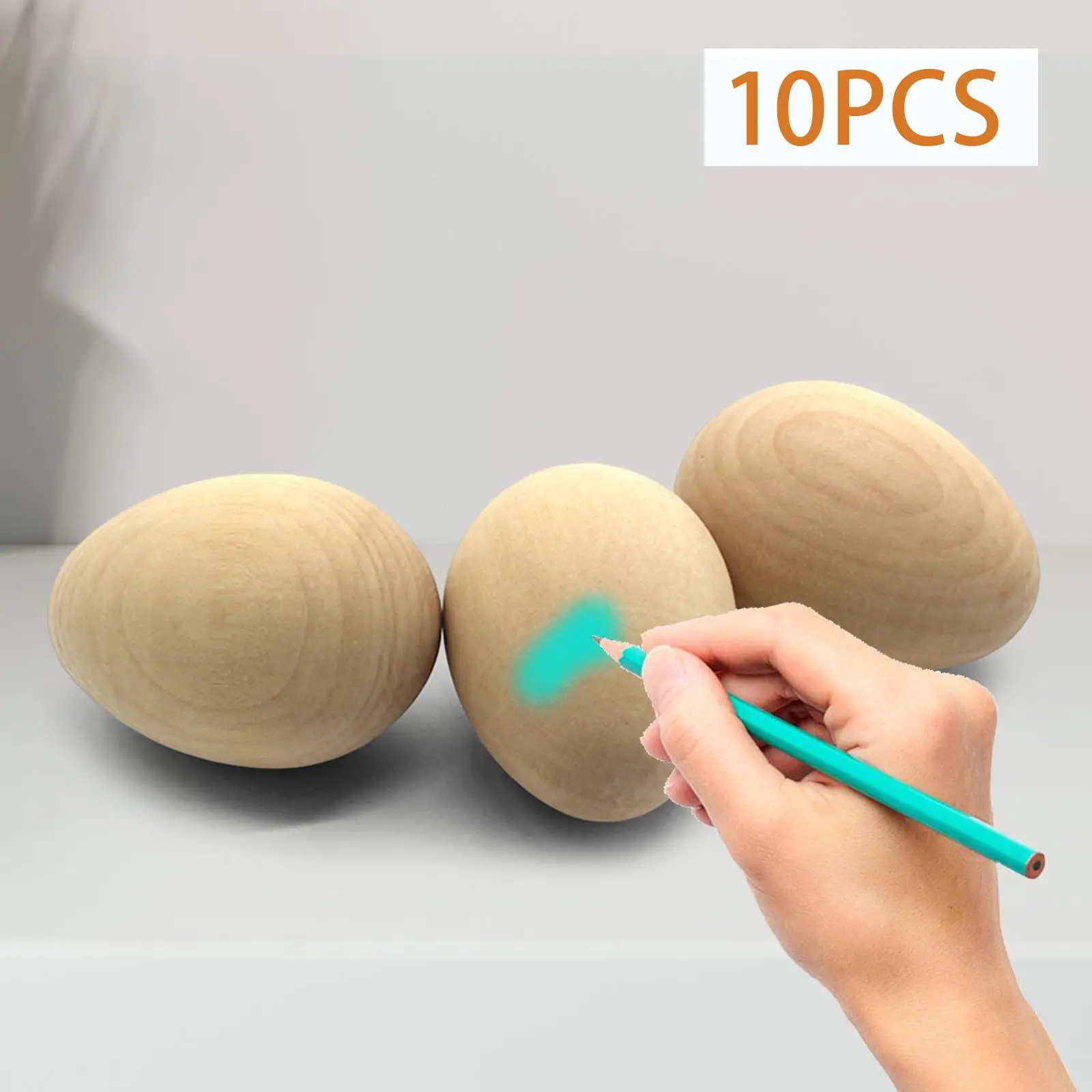 10x Smooth Wooden Blank Eggs Manual Graffiti Fake Eggs DIY Wood Easter Egg for DIY Crafts
