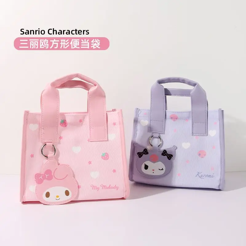 

Kawaii Sanrio My Melody Kuromi Cinnamoroll Lunch Bags Square Lunch Box Bag Cute with Rice Storage Kitchen Bag for Women Girls