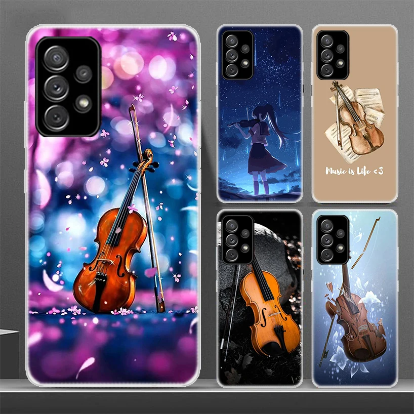 Чехол для телефона с музыкальной скрипкой Samsung Galaxy A15 A14 A13 A12 A55 A54 A53 A52 A35 A34 A33 A32 A25 A24