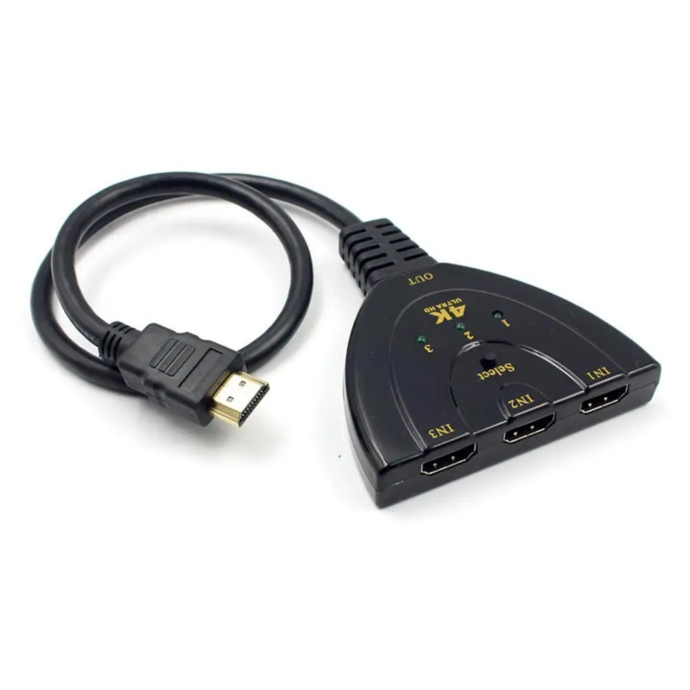 HDMI-совместимый переключатель Φ 4K 2K 3D 3 входа 1 выход мини 3 порта видео переключатель концентратор 1080P для DVD HDTV PS3 PS4