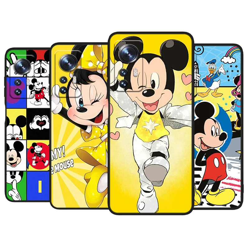 

Disney Colorful Minnie Mickey For Xiaomi Mi 12 11 10 11T 10T 9T 9 8 Note 10 Ultra Pro Lite TPU Soft Silicone Black Phone Case