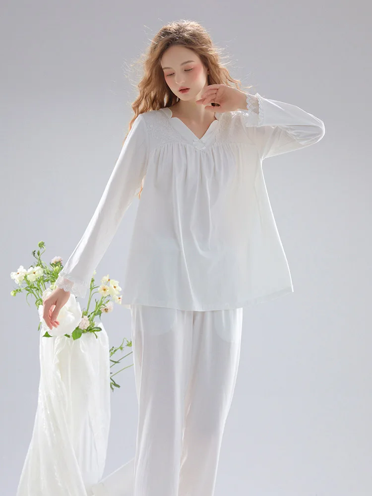 Chenxiyuanchuang дизайн ретро дворцовые пижамы женские 2024 осенне-зимний тонкий комплект