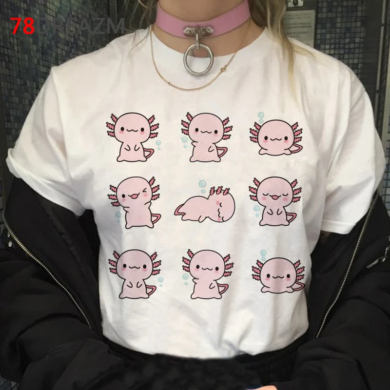 

axolotl t-shirt t shirt men vintage white t shirt casual streetwear print summer top tshirt vintage tumblr