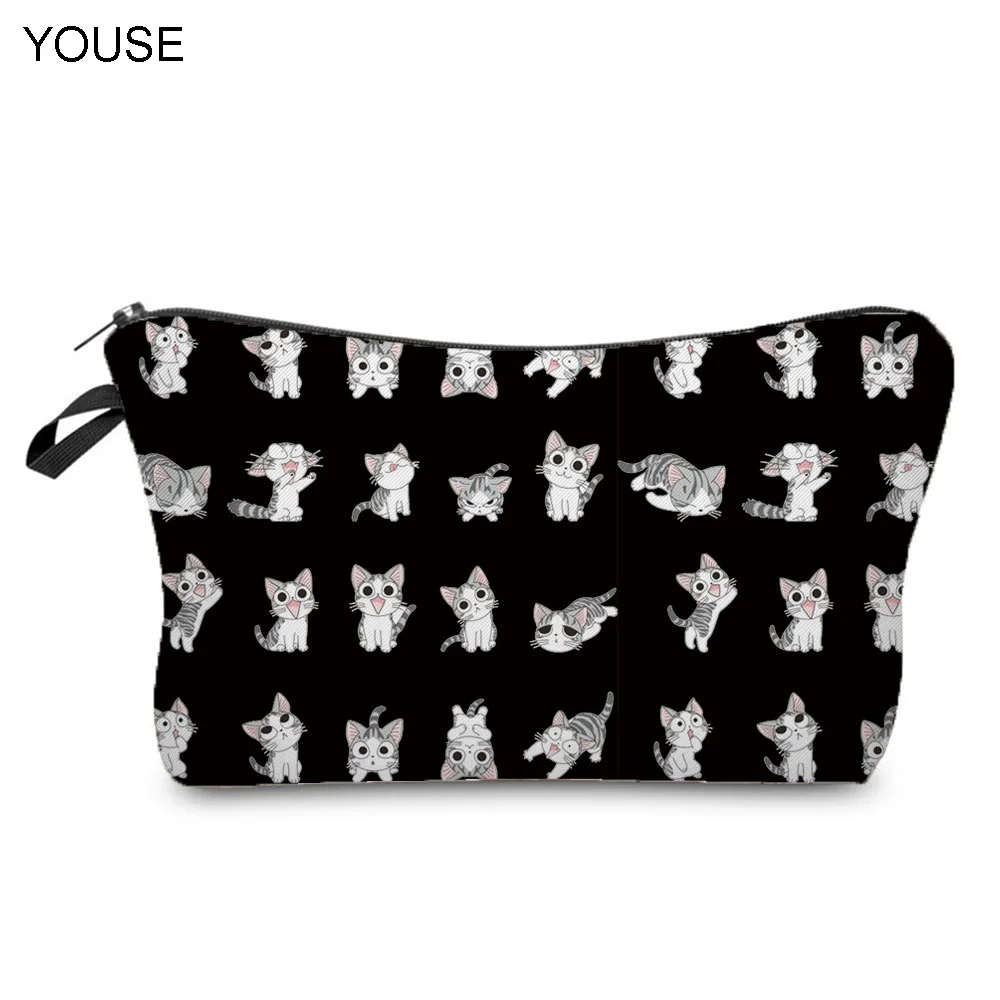 

Black Beautiful Makeup Bag Zipper Storage Bag Hot Sale Cosmetic Bag Lovely Cat Print Waterproof Makeup Bag Portable Pencil Cases