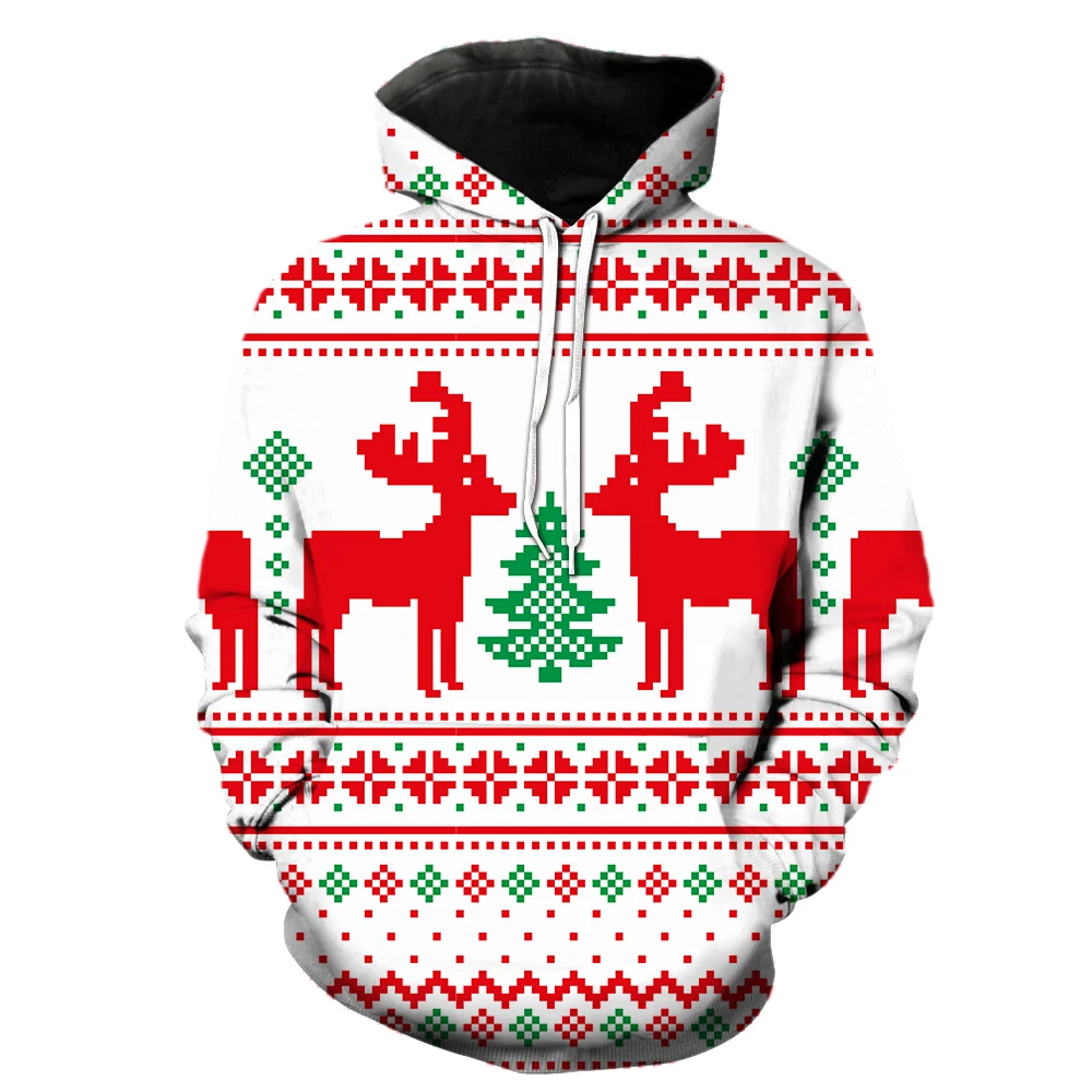 

Santa Claus Christmas Tree Men's Hoodies Cool With Hood Jackets Spring Tops 3D Print Streetwear 2022 Hot Sale Pullover Oversized