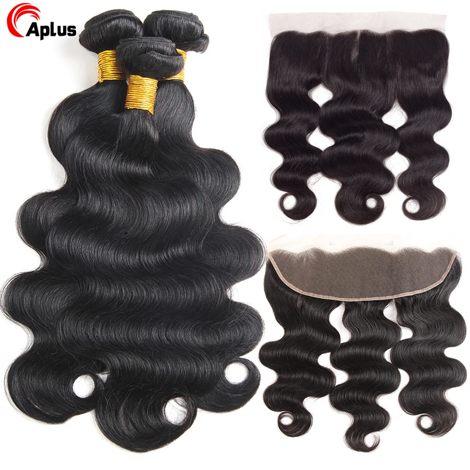 

Body Wave Bundles With Frontal Peruvian Virgin Hair Wet And Wavy Weaves Human Hair With Closure 13x4 Lace Frontal With Bundles