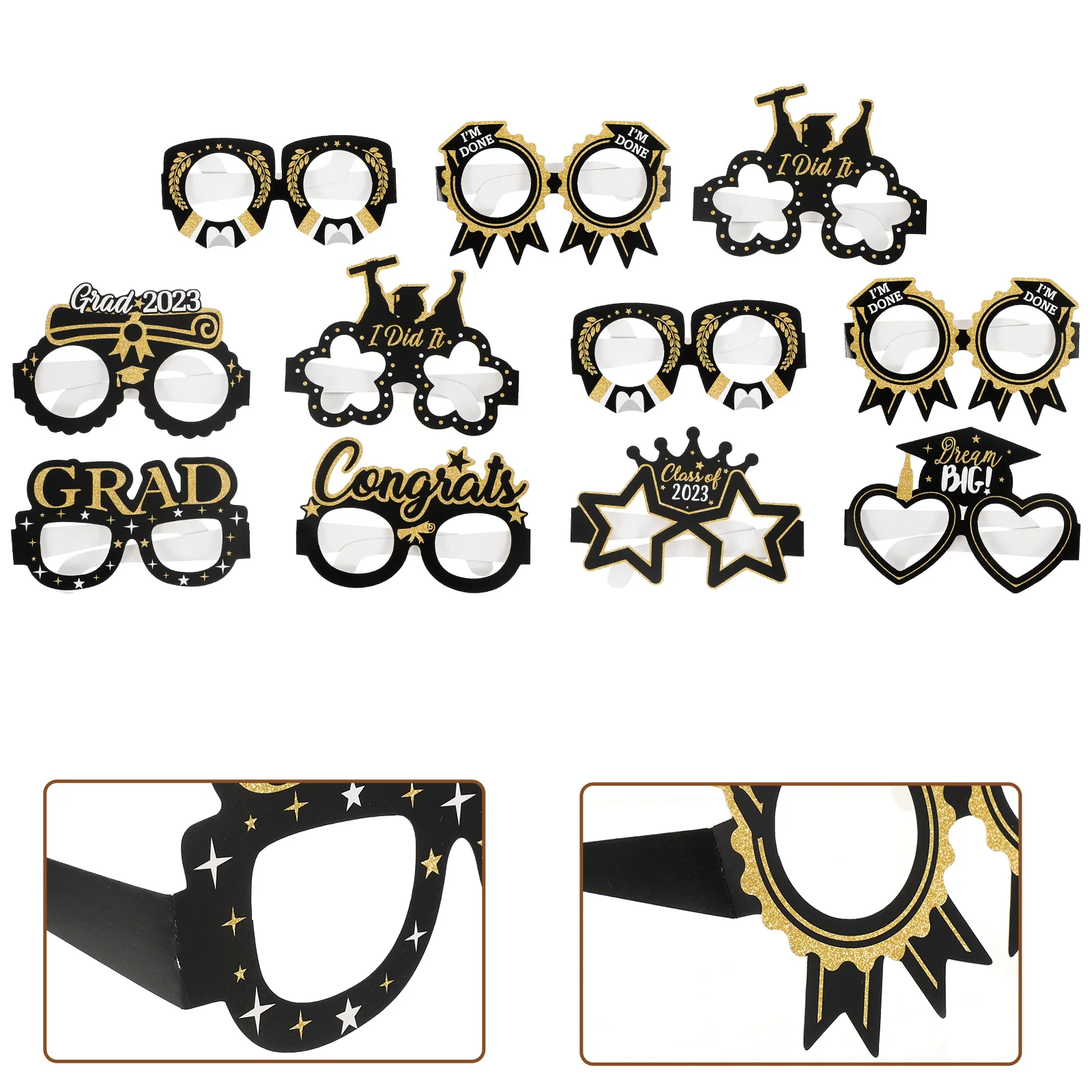 

Graduation Glasses Party Props Class Eyeglasses Paper Prop Photo Gold Accessories Ornaments Funny Black Booth Heart Decorations