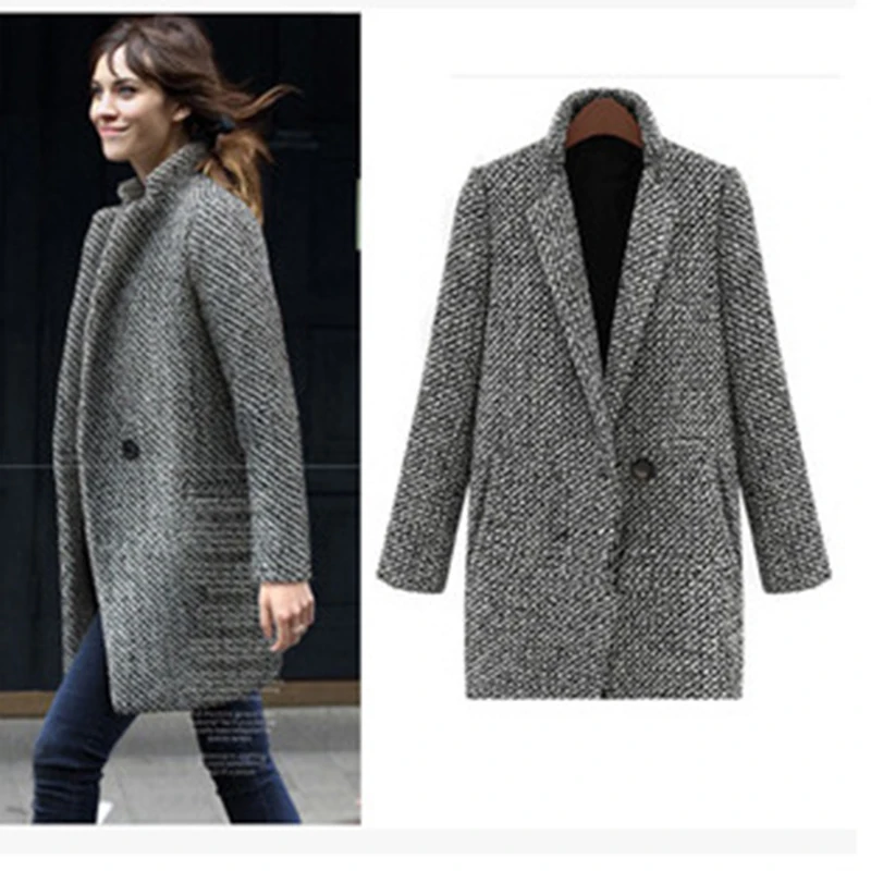 

Spring New Fashion Wool Women Basic Coats Medium-Long Women's Winter Jacket Women Woolen Outerwear Casaco Feminino