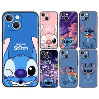 stitch cute disney cartoon for apple iphone 13 12 11 pro max mini xs max x xr 6s 6 7 8 plus 5s se2020 soft black phone case
