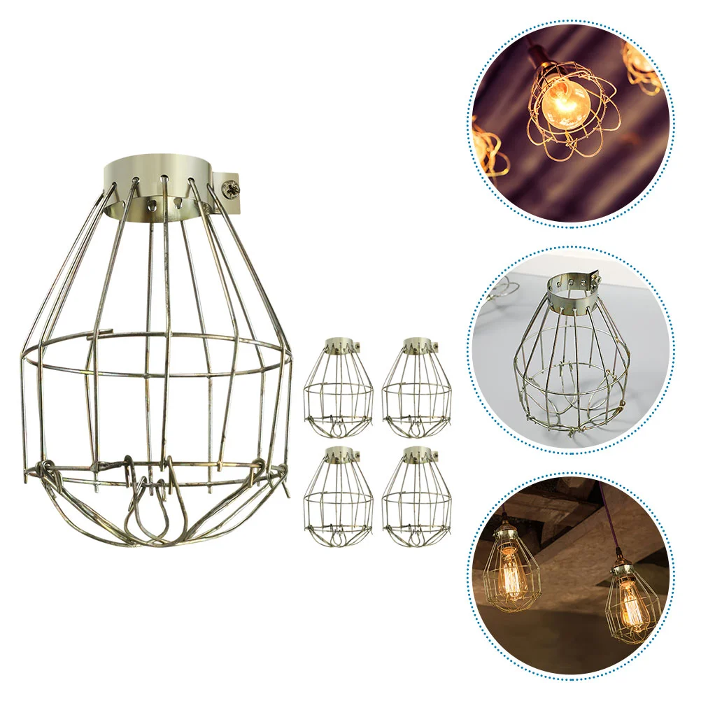 

Vintage Bulb Guard Iron Lamp Shade Cage Light Covers for Bare Mesh Wire Lampshade Round Hanging Shades