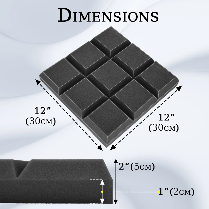 Акустическая пена TOUO 6/12/24 шт. 9-блоковая плитка со скошенными краями