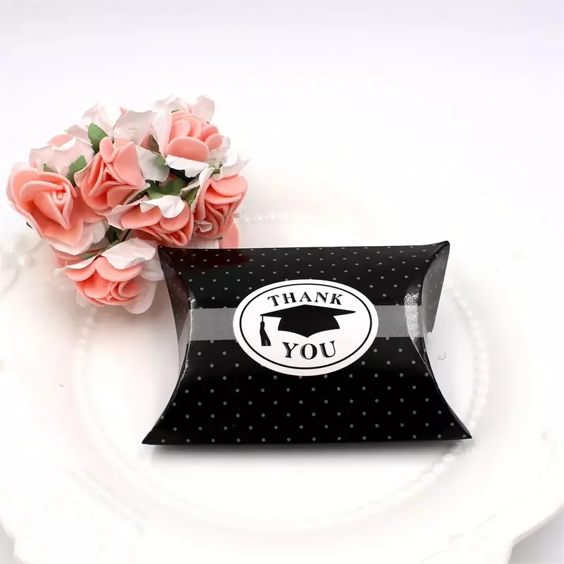 40/100pcs Thank You Black Graduation Bachelor Cap Chocolate Gift Sweets Box Pillow Candy Box Favors Party Decoration Supplies images - 6