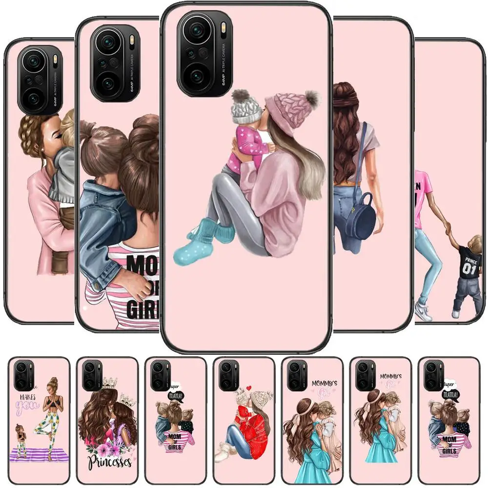 

mother and baby Phone Case For xiaomi redmi POCO F1 F2 F3 X3 Pro M3 9C 10T Lite NFC Black Cover Silicone Back Prett mi 10 ultra