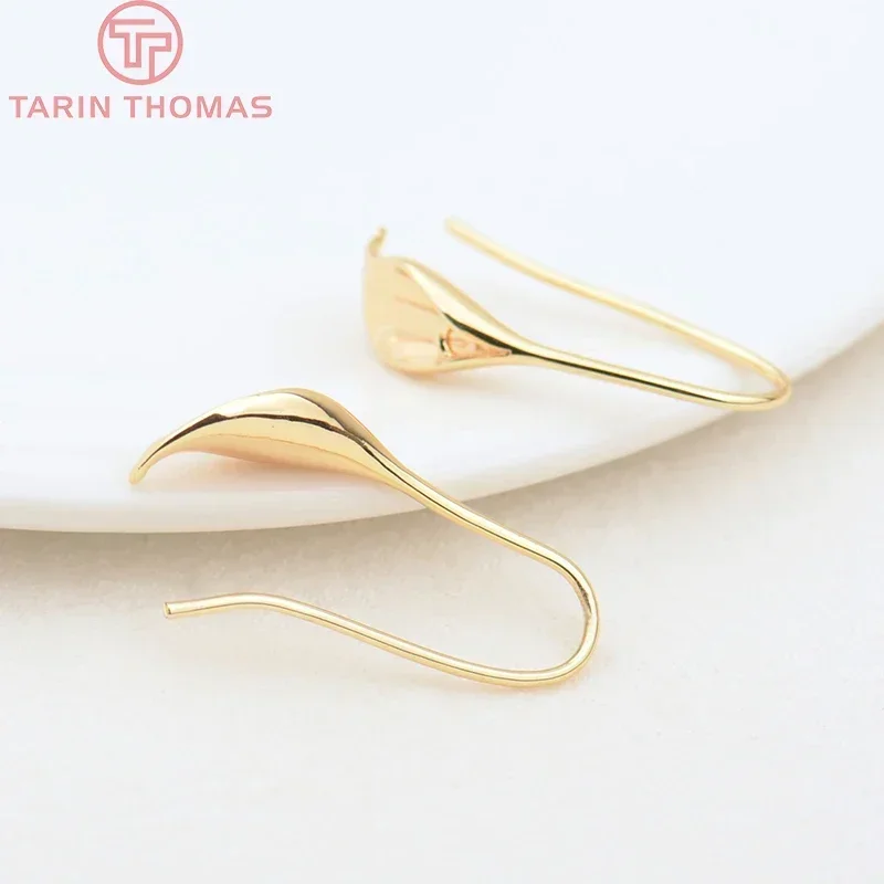 (2149) 10 шт. 26 5x11 мм 24-каратного золота латунные серьги-кольца с каллами и лилиями