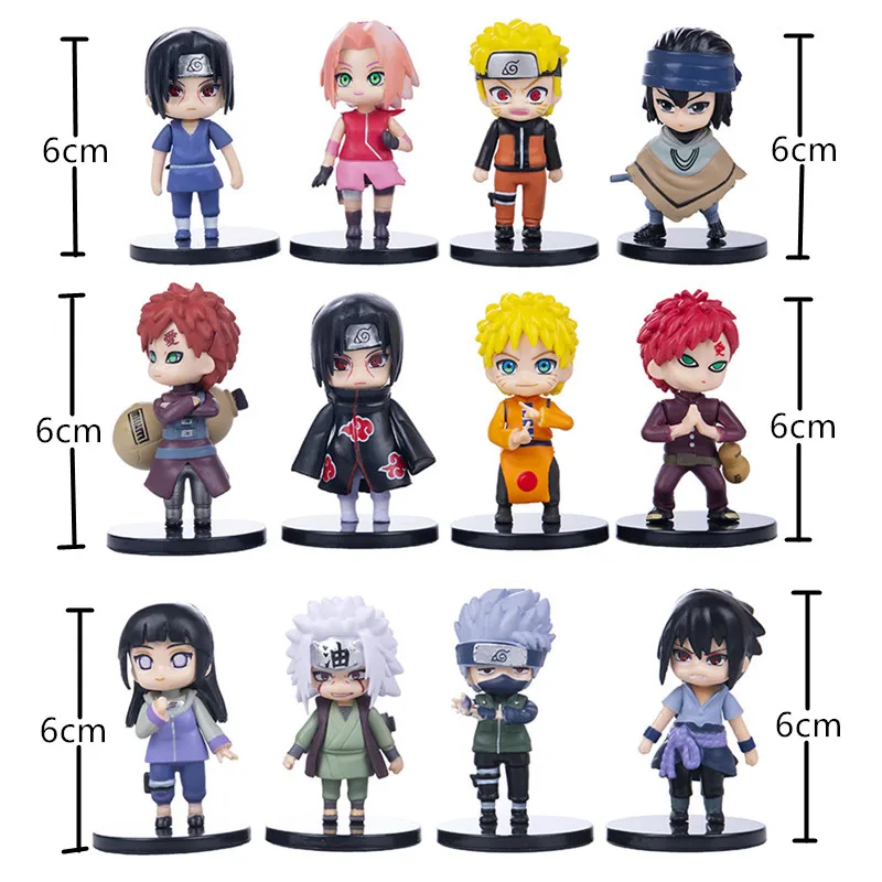 

12Pcs /Set Anime Naruto Shippuden Hinata Sasuke Itachi Kakashi Gaara Anime Figure Q Version PVC Figures Toys Cute Dolls Kid Gift