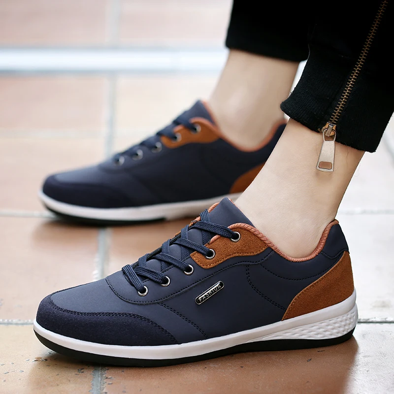 

Winter Men FLats 2021 Autumn New Men Shoes Lace-Up Men Fashion Shoes Microfiber Leather Casual Shoes Brand Men Sneakers 25