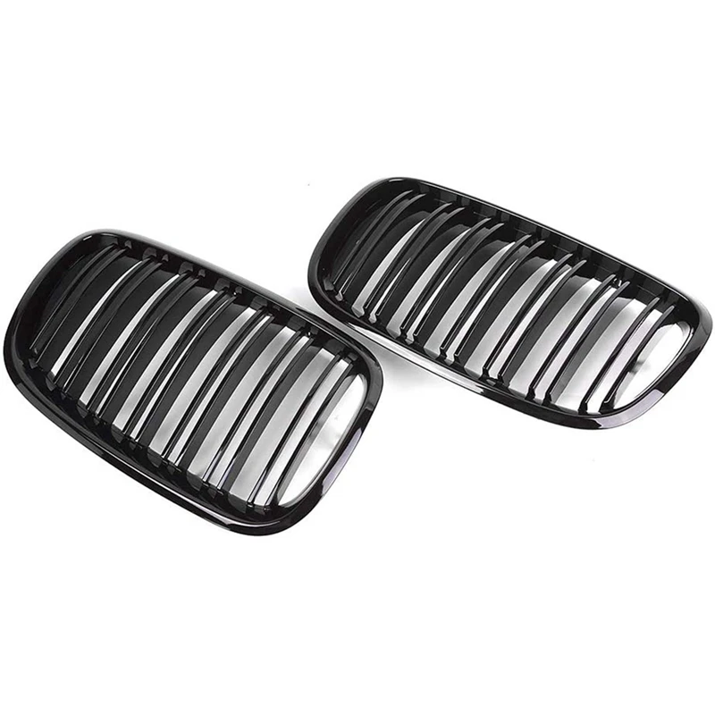 

X5 X6 Grill, Front Kidney Double Line Grille For 2007-2013-BMW X5 E70 X6 E71 (ABS Gloss Black Grill, 20-Pc Set)