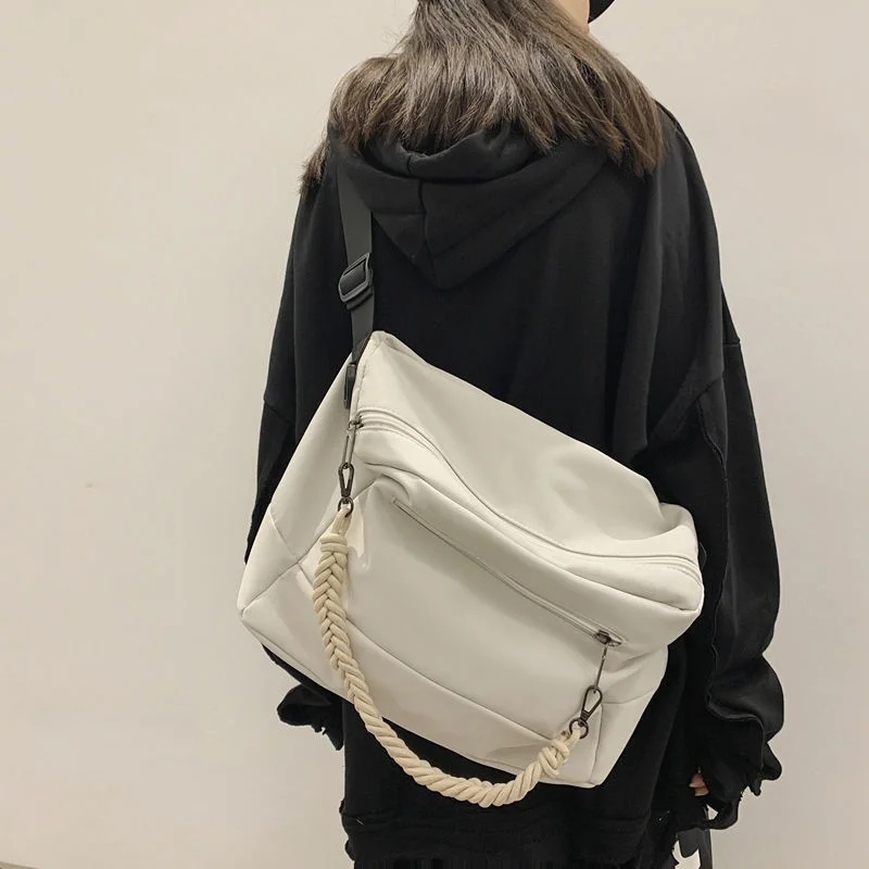 

Women Bag Nylon Square Casual Solid Zipper SOFT High-Capacity Shoulder Bags Handbag Pures and Bags Crossbody Unisex Dark Style