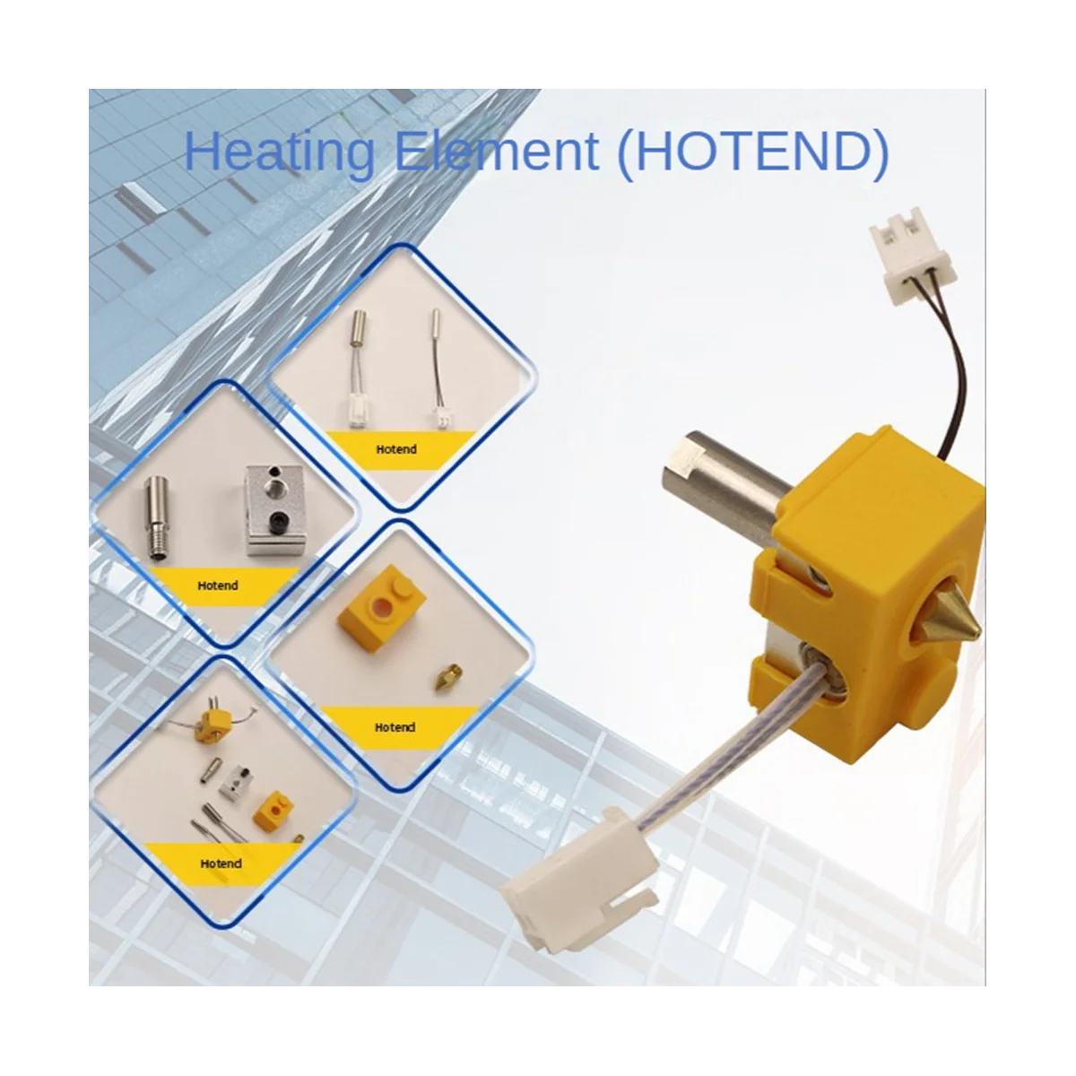 

3D Printer Parts Hotend Extrusion Head Nozzle Thermistor Heating Rod Heating Block and Silicone Sleeve Artillery Hornet
