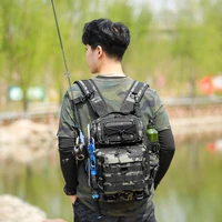 new single shoulder dual use lure bag multi functional fishing gear fishing back rod bag outdoor camouflage diagonal chest bag