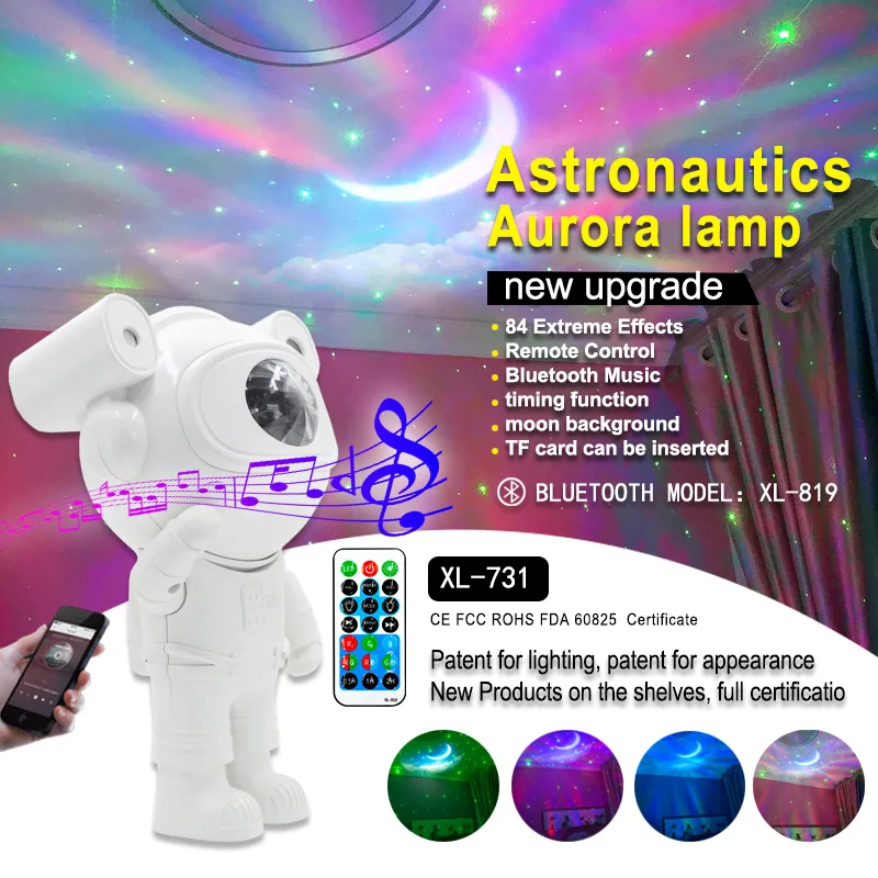 New Upgraded Galaxy Night Light Astronaut Starry Nebula Moon Ceiling Sky Projector Light with Timer and Remote Bluetooth Speaker