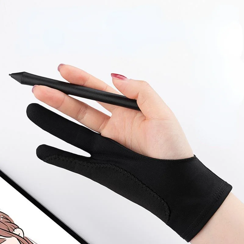 

Black 2 Finger Anti-fouling Glove,both for Right and Left Hand Artist Drawing for Any Graphics Drawing Tablet