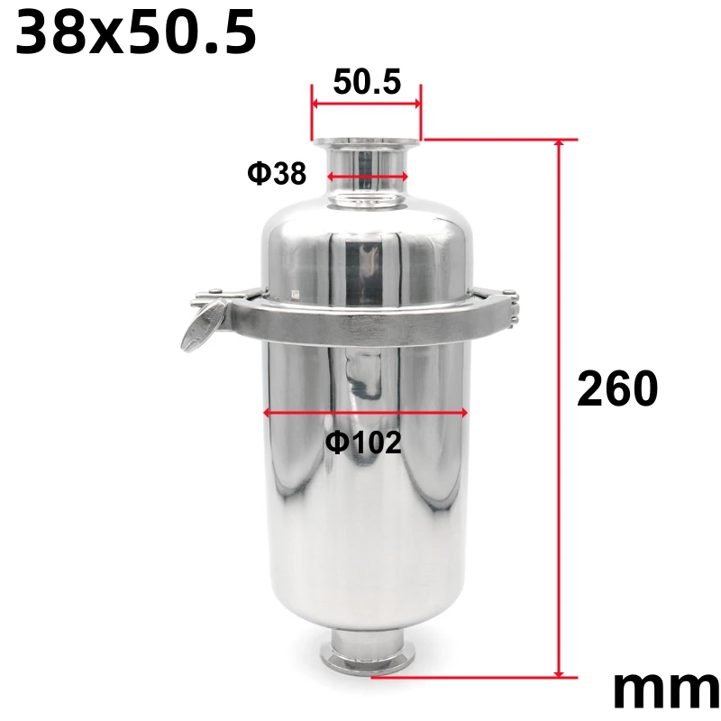 

Короткий линейный фильтр из нержавеющей стали SS304, длина фильтра 260 мм для трубопровода 38/51 мм, 1,5 "2" Tri Clamp, 100 сеток для пива, домашнего пивоварения