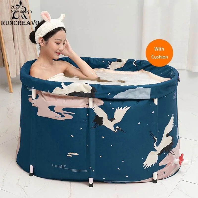 

Portable Bathtub Folding Bath Bucket Foldable Large Adult Tub Baby Swimming Pool Insulation Separate Family Bathroom Spa Tub