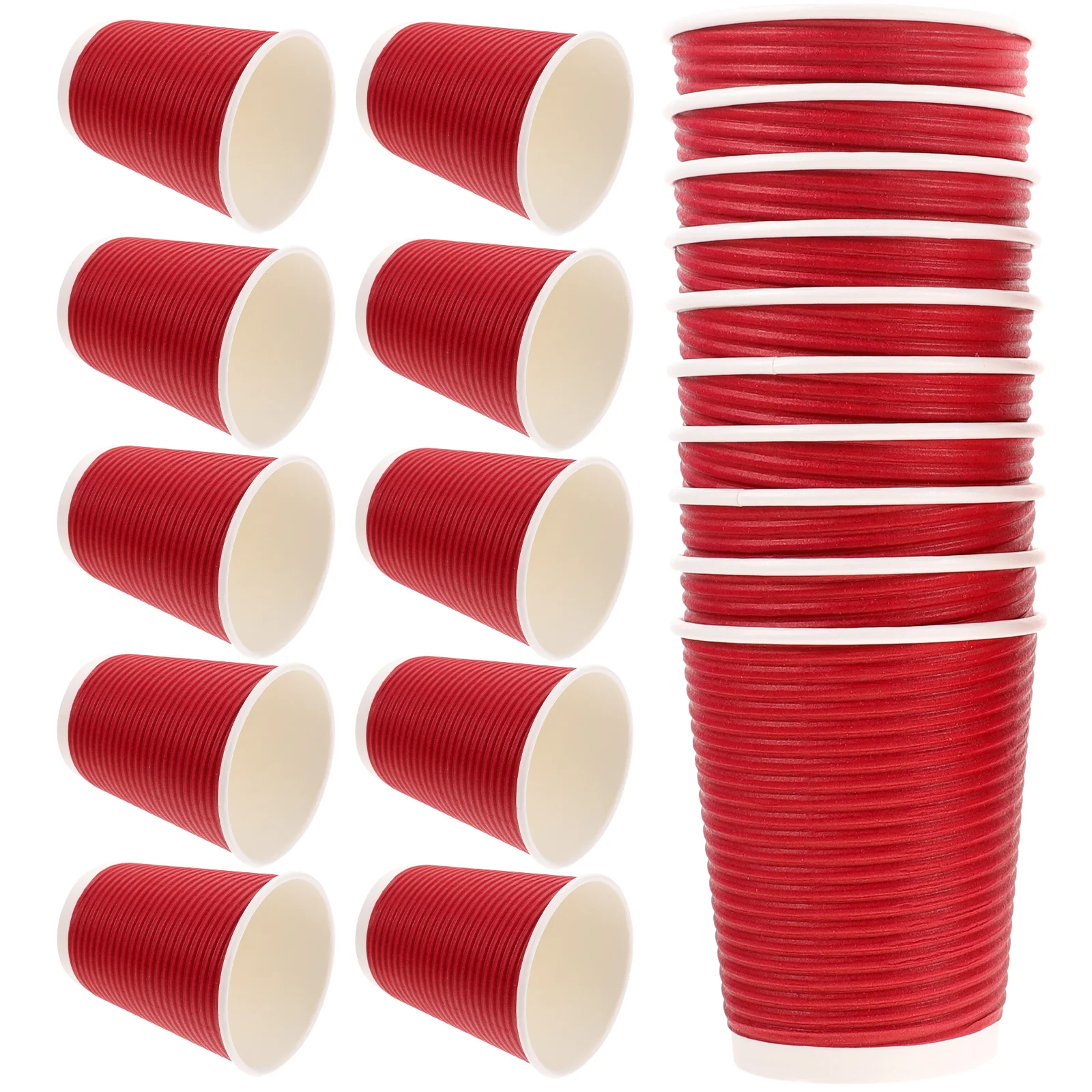

Cups Paper Cup Coffee Red Tea Ripple Drinking Hot Party Layer Beverage Double Go Disposable Packing Practical Portable