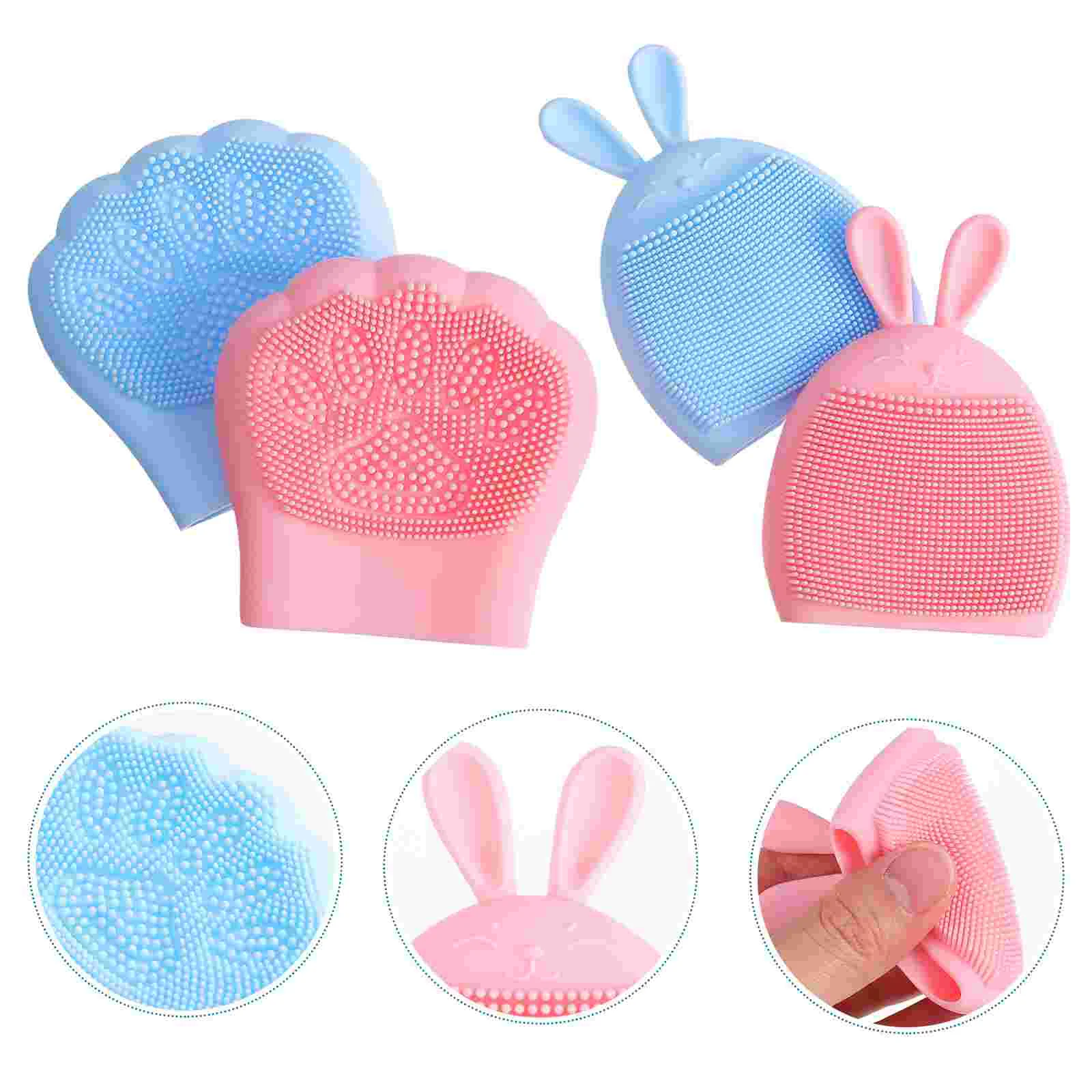 

4 Pcs Pores Silicone Cleansing Brush Baby Facial Scrub Cleaning Silica Gel Face Cleanser For
