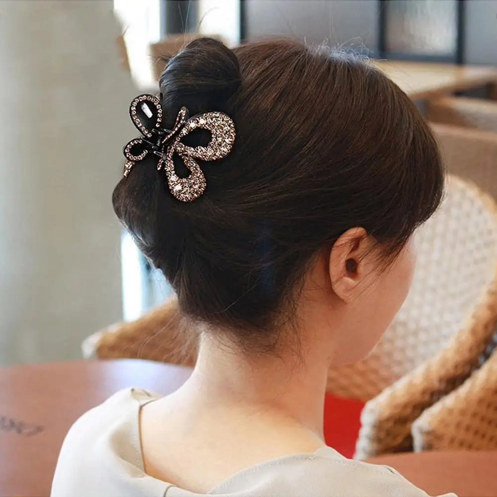 

Hairpin Eye-catching Glitter Plastic Women Rhinestone Butterfly Shape Hair Claw for Home
