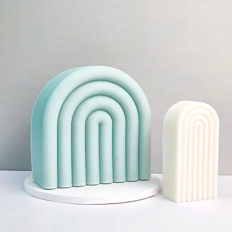 

Large Arch Candle Silicone Mold Striped Columnar Handmade Soap Gypsum Cement Resin Ice Cube Baking Mould Home Party Decor Gifts