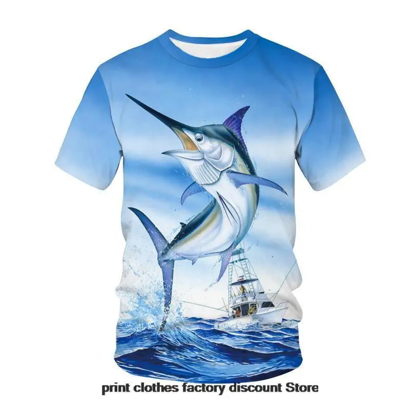 

Футболка мужская оверсайз с круглым вырезом, модная повседневная тенниска с 3D-принтом глубоководной рыбы, модная майка свободного кроя в ст...