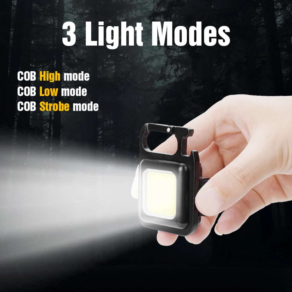 

Mini LED Flashlight USB Rechargeable Work Light 4 Modes COB Keychain Light Portable Pocket Light Outdoor Camping Light Corkscrew