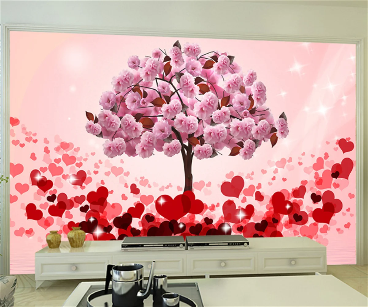 

Настенные 3D обои любого размера для отеля, теплые обои для свадебной комнаты, фоновые обои с изображением роз, дерева, любви, гостиной, спаль...