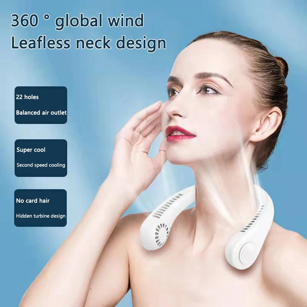 

Portable Neck Fan Mute Bladeless Fan Rechargeable USB Mini Fan Electric Wireless Fans Hanging Neck Cooler for Outdoor Sports