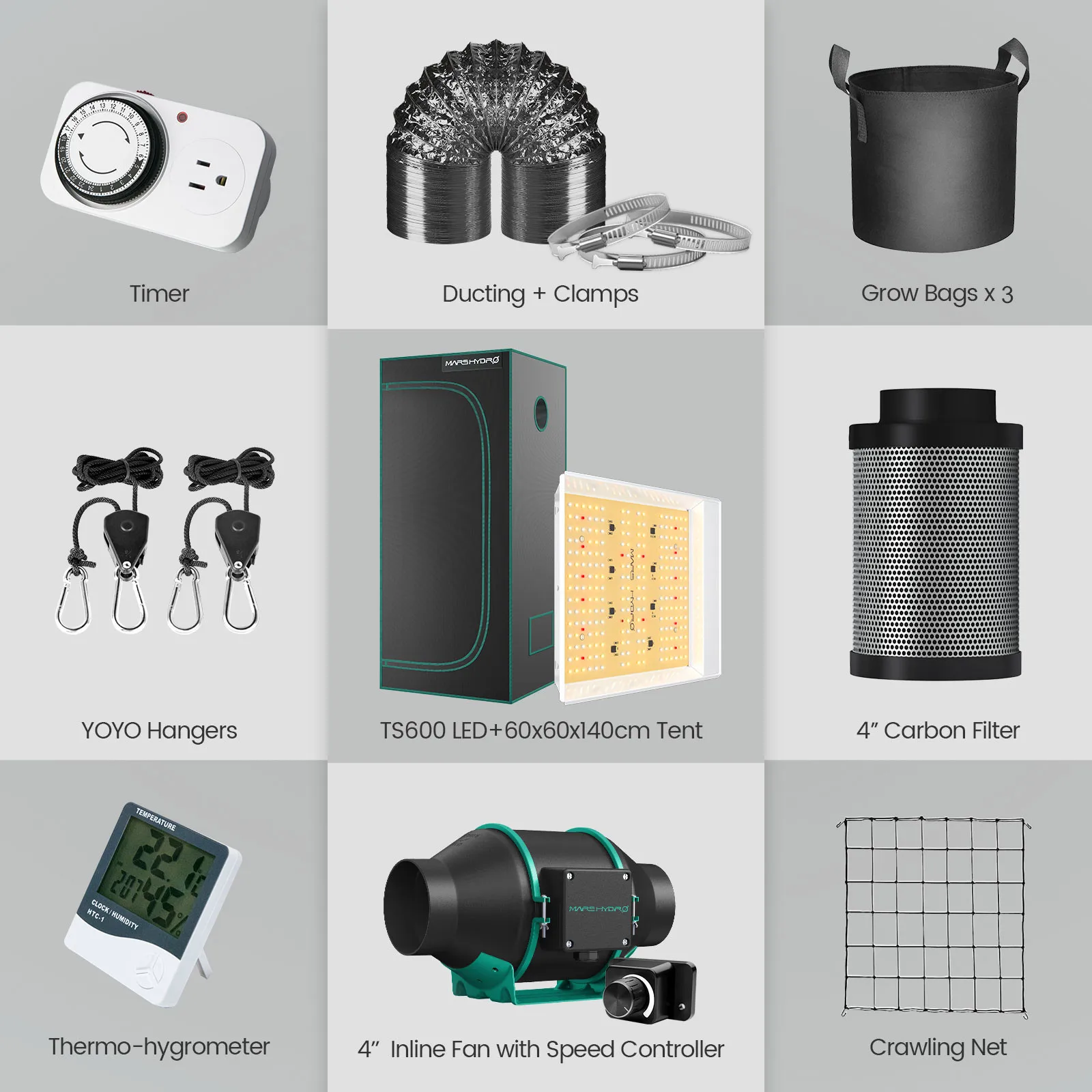 Фотоальбом Mars Hydro TS 600 дюйма полный спектр 60x60x140 см