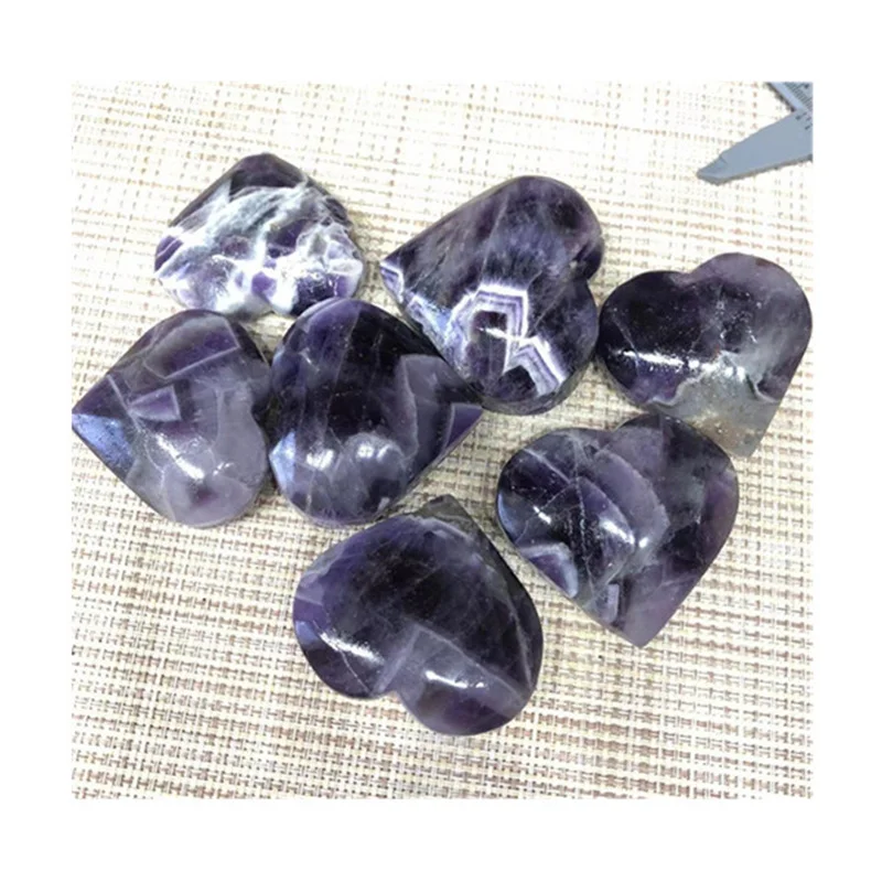 

100% Natural Crystal Dream Amethyst Heart Shape Pendant Gift Rock Mineral Specimen Reiki Healing Stone Jewelry For Home Decor