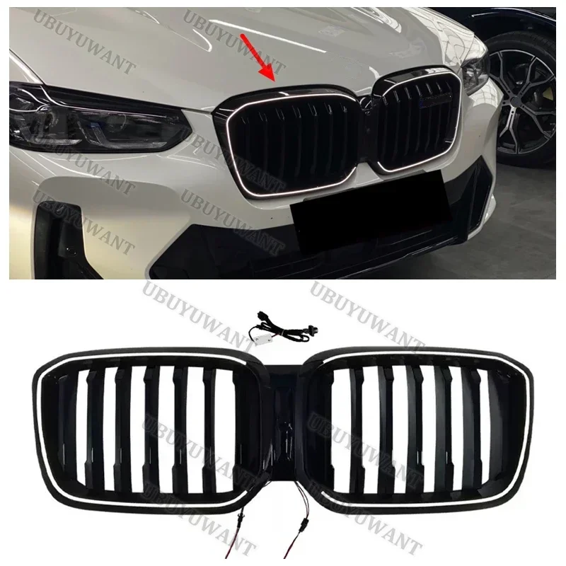 Фото Для BMW X3/X4 G01 G02 G08 M40i 20i 30i 22-24: Передняя решетка бампера, замена решеток из ABS-пластика, решетка с LED-подсветкой №5