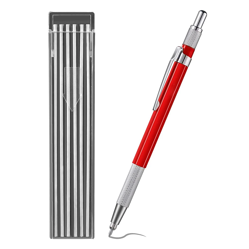 

Welders Pencil with 12PCS Silver Refills, Metal Marker Mechanical Welding Pencil Pipefitters, , Red
