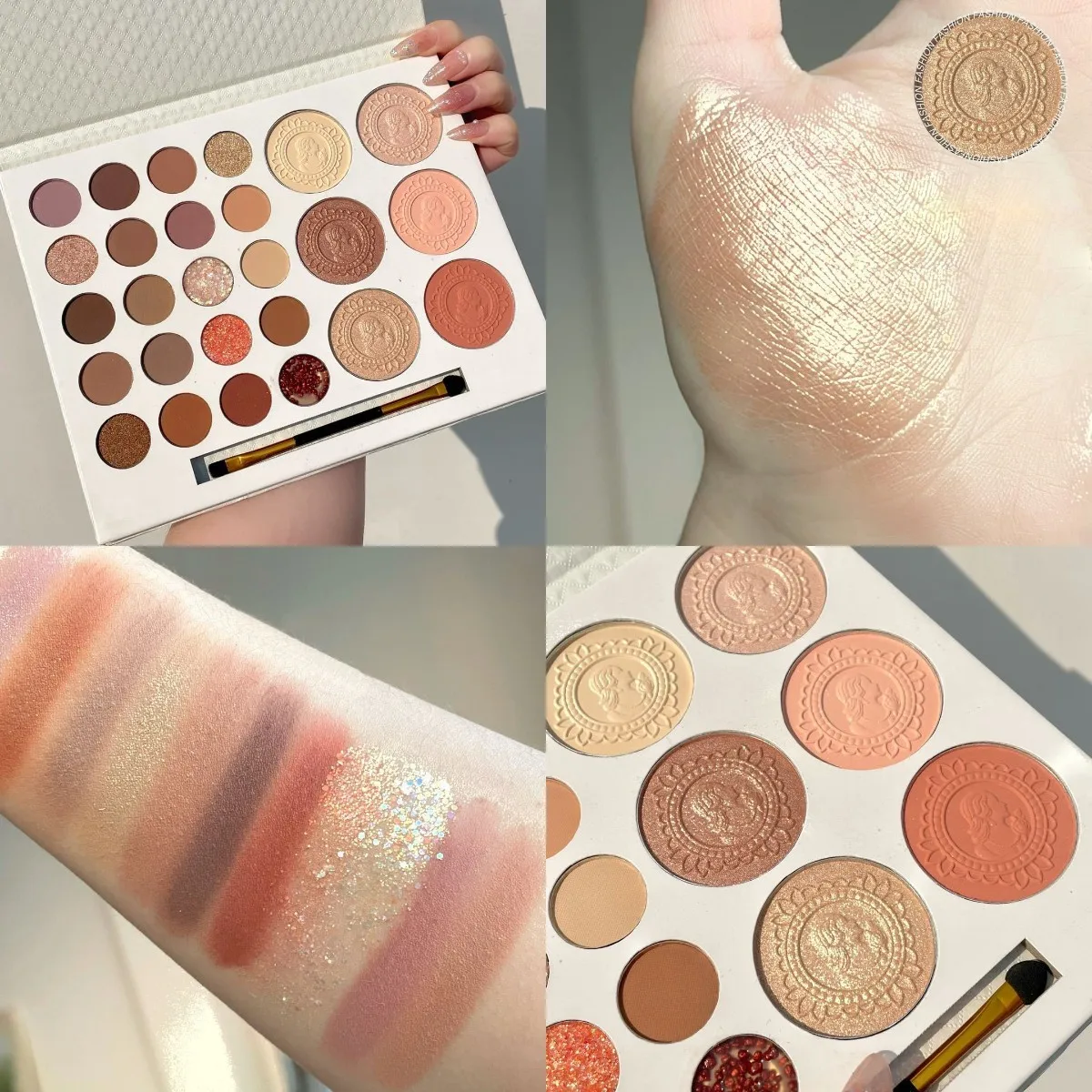 

26 Color Holder Eyeshadow Tray highlighter blush pearl Matte Glitter Eyeshadow with brush