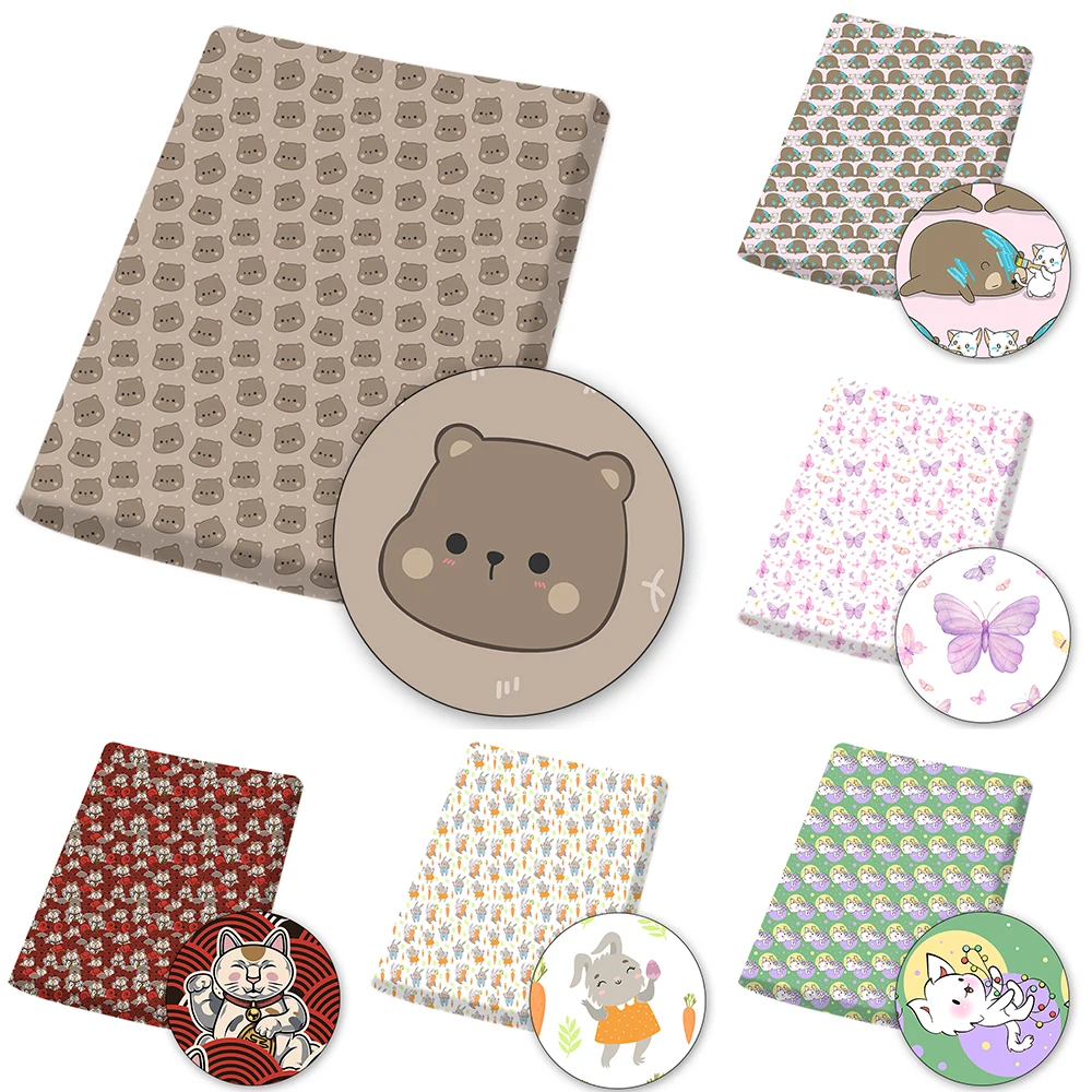 

Cartoon Polyester Cotton Fabric By The Yard Animal Bear Cats Printed Cloth Sheet DIY Masks Supplies Handmade Crafts 45*145CM 1PC