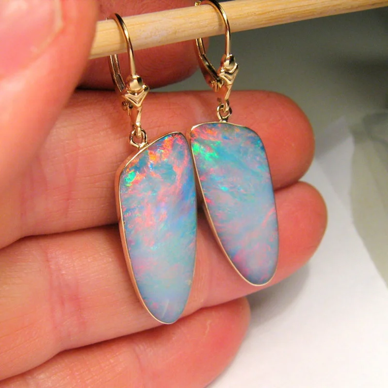 серьги женские 2021 тренд кольца винтаж Женские с опалом ювелирные изделия