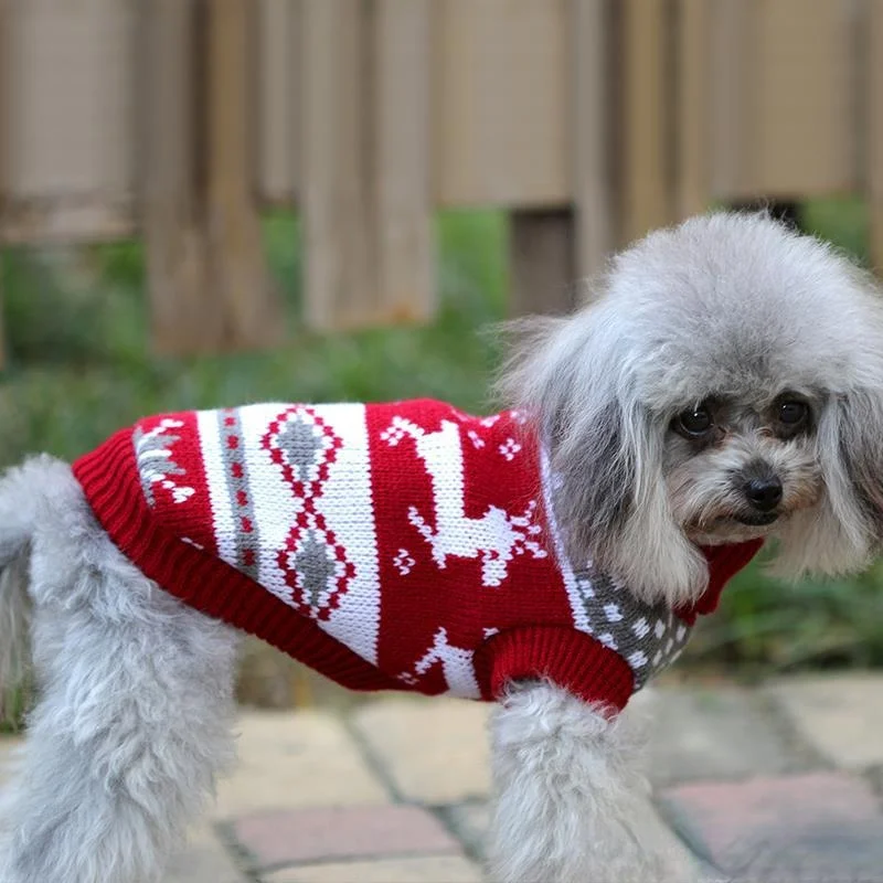 

Winter Red Warm Dog Clothes for Small Medium Dogs Knitted Cat Sweater Pet Clothing Chihuahua Bulldogs Christmas Dog Clothes