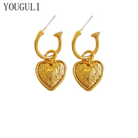 s925 needle fashion jewelry heart earrings popular style high qualitly brass metal thick plated love drop earrings for women