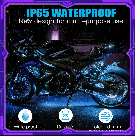 

2pcs LED Car Motorcycle Decorative Ambient Lamp Backlight SMD Flexible Waterproof RGB APP Sound Control Moto Atmosphere Light
