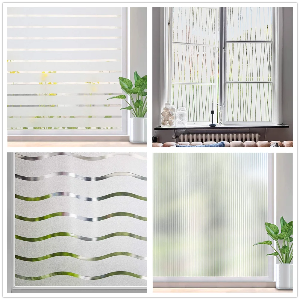 Window Privacy Film Non-Adhesive Static Cling Glass Film, UV Blocking Heat Control Decor Stickers Home Office Door Coverings
