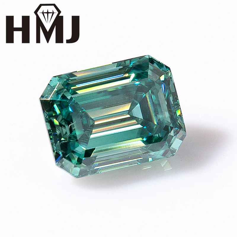 

HMJ 5 CTA Emerald Cut Moissanite Quamarine Gemstone Bare Stone DIY with Fashion Earring Ring Bracelets Pendant Necklace Couples