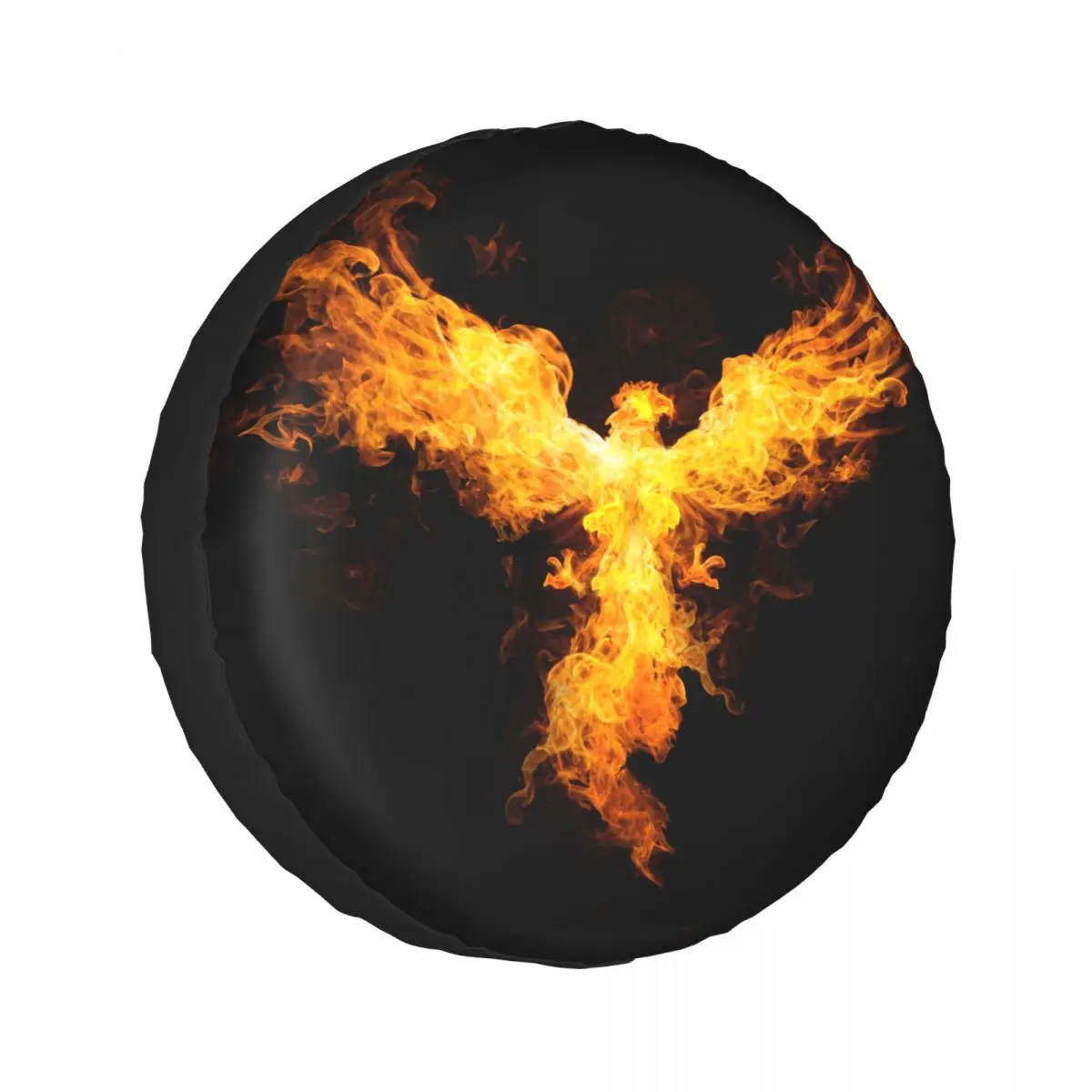 

Universal Car Tire Cover Case Spare Tire Wheel Bag Tyre Spare Storage Cover Polyester Fire Eagle On Black Background