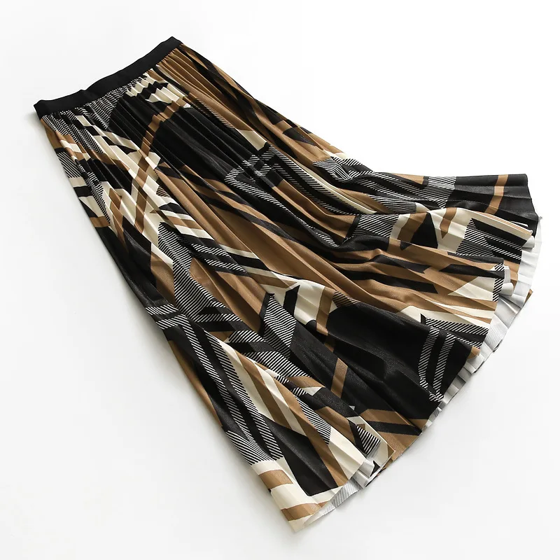 VOLALO Y2K Длинная плиссированная юбка миди для женщин 2024 новая эластичная